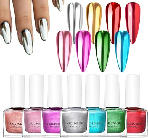 Rrlihjgu Smalto per Unghie,Effetto Specchio Asciugatura Rapida Smalto Gel | 8 Colori Manicure Lunga Durata per Donne Casa Salone Matrimonio Vacanze