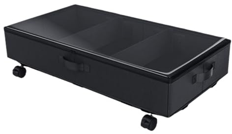 MUCKLILY Carro Organizador con Ruedas para Almacenamiento Debajo Cama Bolsa de Ropa con Ventana Transparente y Cierre Contenedor de Compartimentos para Edredones y Juguetes Gran Capacidad