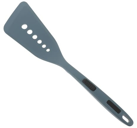 Zerodeko Silicone Fish Spatula Nonstick Turner Heat Resistant Kitchen Cooking Utensil Portable Cooking Spatula for Frying Pan with Extended Handle, Navy Blue with Black Dots