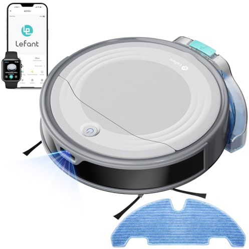 Lefant M310 Ultra Robot Vacuum Cleaner with Mop, ToF Laser Navigation, 170 Min, 6000Pa Ultra-Strong Suction Power, 190° Obstacle Avoidance, Ideal for Pet hair and Carpet, App Control, 2.4G Wi-Fi
