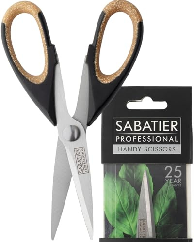 Sabatier Professional 15cm Heavy Duty Handy Scissors - Ultra Sharp Plain Edge Blades & Perfect Soft Grip Handles with Cork Effect. Multipurpose Shears for Stems, Herbs & Office Tasks. Dishwasher Safe