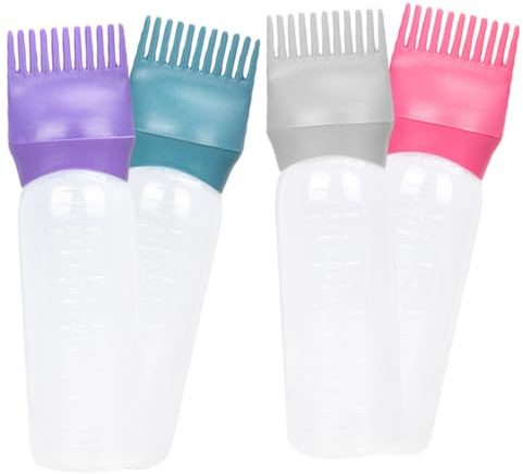 MOTHNUR Botellas Aplicadoras Peine Raíz para Teñir Cabello 4 Piezas 120ml Colores Variados Herramientas Peluquería Uso Profesional y Doméstico