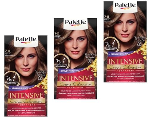 3x Palette Intensiv Creme Coloration 7-11 Kühles Dunkelblond permanente Haarfarbe für leuchtende langanhaltende Farbbrillanz Für bis 8 Wochen intensiven Farbglanz,115ml (3er Pack)