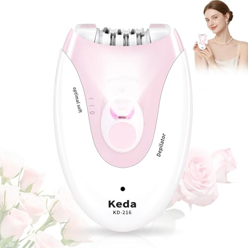 Epilator for Women, 2 Modes Epilator for Men with LED Light Rechargeable Facial Hair Remover for Face Bikini Area Body Legs Arm Chin, Cordless Painless Curly Coarse Hair Remover Gift for Ladies Girls