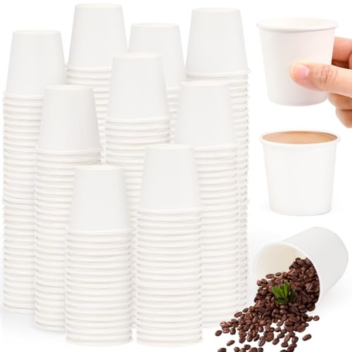 LANSKYLAN 500 PCS Vasos Café Desechables 120ml, Vaso de Papel para Café con Leche, Vaso de Cartón Desechables, Vaso-s para Bebidas Calientes y Frías, Vaso de Cartón Blanco para Servir Agua Té Jugos
