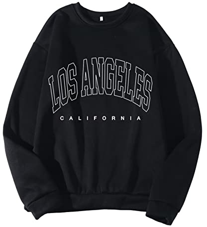 Los Angeles California Sweatshirt for Men Letter Print Funny Cute Sweatshirts for Men Solid Sporty Long Sleeve Goth