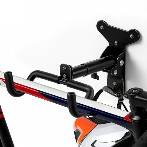 yeakmoce Bike Wall Mount, 1-Pack Foldable Bike Rack, Holds Up to 25 kg | Adjustable Distance, EVA Frame Protection, Fits Road, Mountain and Hybrid Bikes, Space Saving for Storage, Apartment & Garage