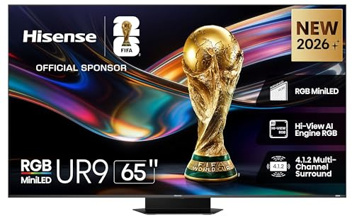 Hisense Smart TV RGB MiniLED 170Hz 65 4K 65UR9S | Schermo Anti-Riflesso, Dolby Atmos 4.1.2 By Devialet, Dolby Vision IQ, IMAX, VIDAA OS, USB-C,Wifi 6, BT, Airplay2, 2026 Model
