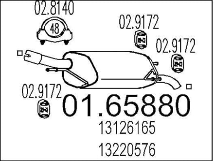 MTS 01.65880 Endschalldämpfer Endtopf 680mm 6,63kg