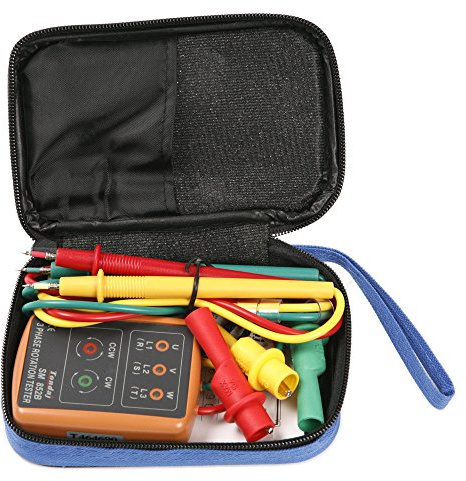 ATOPLEE 3 Phase Sequence Presence Rotation Tester Indicator Detector Meter with LED and Buzzer 60V~600V (3 Phase AC)