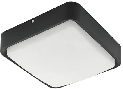EGLO connect LED utomhustaklampa Piove-C, smart hem utomhuslampa för vägg och tak, taklampa av gjuten aluminium och plast, färg: svart, vit, varmvit, dimbar, IP44