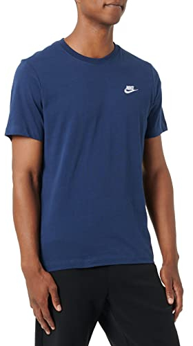 Nike Herren T-Shirt Sportswear Club, Midnight Navy/White, L, AR4997-410