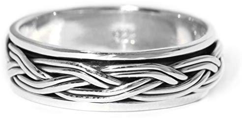 Windalf Wikinger Vintage Band-Ring THORON 0.6 cm Silber-Drehring Vikings Partnerring Bohemia Silberring Handarbeit aus 925 Sterlingsilber (Silber, 74 (23.6))