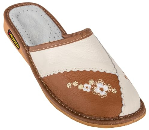 Zapatillas Mujer de Cuero – Zapatillas de Casa Mujer Durable - Practicas Zapatillas para Mujer con Suela de Goma Sólida - Cómodo Mujer Zapatillas Cuero - Pantuflas Mujer