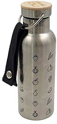 COOKUT NUBENTO - La Seule Bouteille Isotherme Zero Plastique/Silicone - 50 cl - Dessin Fruits