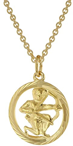trendor Sternzeichen Schütze Gold 333 Anhänger Ø 16 mm + Halskette 75940-12 | Tierkreiszeichen, eleganter Halsschmuck aus Echtgold für Damen,