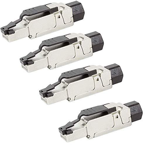 Faconet 4 conectores de red RJ45 CAT 6A hasta 10 GBit/s, compatible con CAT 7, CAT 7A, sin herramientas, conector para cable de red, cable LAN