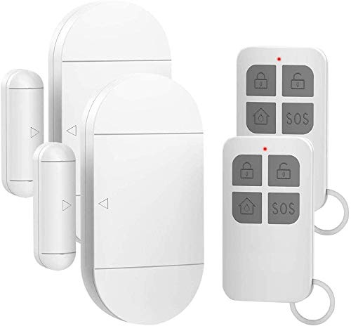 Shackcom 2pcs Fensteralarm Türalarm Selbstklebend Alarm Fenster 130dB mit Wireless Magnetsensor Sirene 3 Alarmtöne mit 2 Fernbedienungen für Home Security Einbruchschutz Türalarmsensor mit Batterien