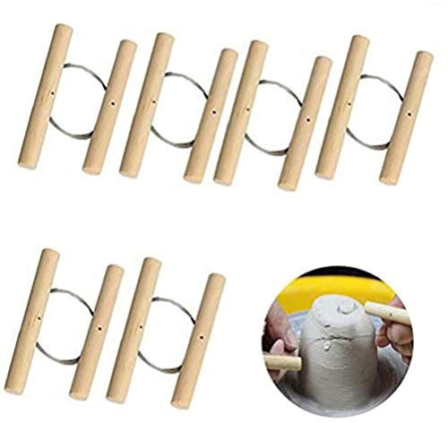 Peerless 6Pcs Wire Clay Cutter with Wood Handle Easy to Use Steel Wire Cutting Tools for Cheese Plasticine Dough Mud Line Fine Art Pottery Clay Ceramic Art Sculpture Cutting Pottery Tools Supplies