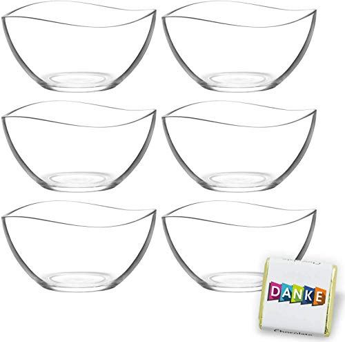 Vypearlz 6 Stück Glasschalen im Set, Design Snack Schalen Frühstück oder Party, Vorspeise Glasschale, Dessertschale, Schale aus Glas, 310ml Gläser, Müsli Glasschüsseln Vira