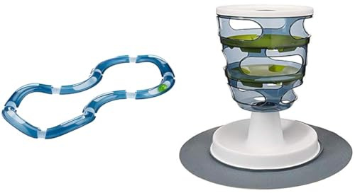 Catit Design Senses Spielschiene, Super Roller, inklusive leuchtaktivem Ball, für Katzen & Design Senses Futter Labyrinth, interaktives Spielzeug für Katzen