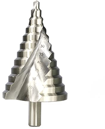 JAINGU Stufenkegelbohrer 1pc HSS 4-32mm 6-60mm Stufenbohrer Spiralgenutet Pagodenbohrer Dreieckschaft Lochschneider,6-60mm