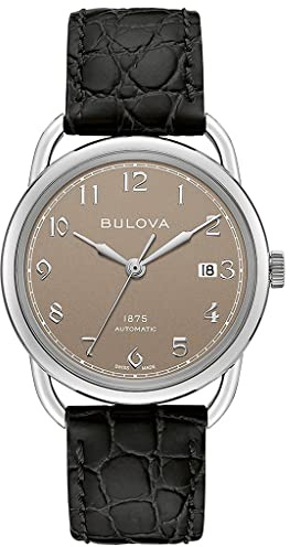 Bulova Herren Automatik Armbanduhr aus Edelstahl mit Lederarmband - Swiss Made Limited Edition - 96B324