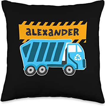 Waste Collector Dump Trash Recycling Lover Alexander Trash Truck for Kids Collector Ecologist Garbage Throw Pillow, 16x16, Multicolor
