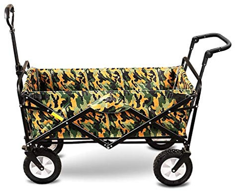 MOLVUS Household Folding Garden Trolley Cart Heavy Duty Wagon Multi-Function Shopping Cart for Outdoor Camping Fishing Pull Truck with 4 Wheels, Static Load: 150Kg (B)