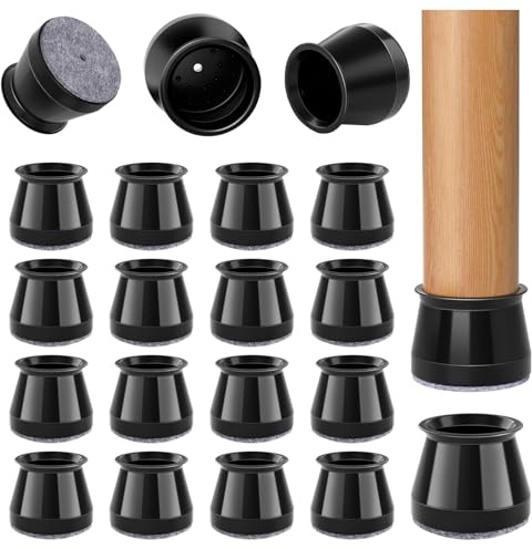 32 Pièces Ronds Protection Pied de Chaise en Silicone Noir, Patins pour Sols en Bois Dur, Réduit Le Bruit et Les Rayures (Adapté pour Pieds de 33-50 mm)