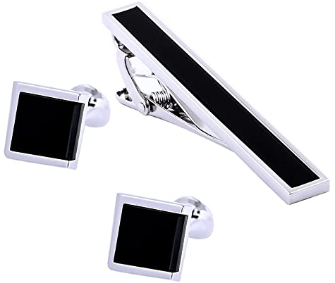 RWRAPS Hundred with Accessories Set Krawattenklammer Herren Anzug Brosche Lässige Brosche Manschettenknöpfe (D 1)