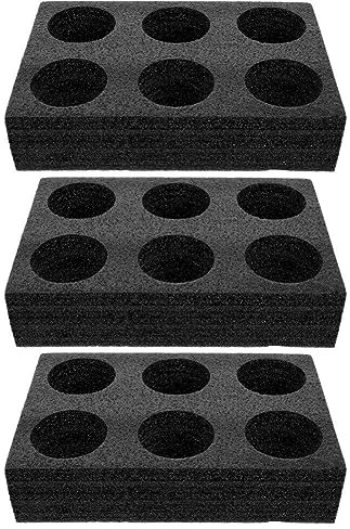 BESTonZON 3 Stück Getränketräger zum Mitnehmen Tassenhalter Tablett Becherhalter Schaumstoff Gläserhalter 6 Tassen Kaffeeträger Take Out Getränkehalter für Camping Picknick Schwarz