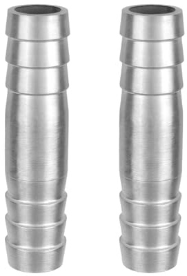 Stainless Steel 5/8 to 5/8 Hose Barb Fittings Splicer Mender Round Union Coupler Adapter Splicer Mender Union Air Water Fuel (Pack of 2)