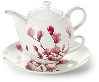 Cha Cult teemando® Tea-for-one Set Mayumi Fine Bone China, 4-teilig Inhalt Kanne: 0,45 l, Tasse: 0,25 l Kanne: H 11,8 cm, Ø 5,2 cm Tasse: H 6 cm, Ø 11 cm