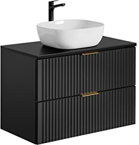 PIASKI Mobile lavabo 80 cm ADEL Black, mobile lavabo con piano o lavabo incassato, mobile lavabo nero, mobili da bagno (con piano di lavoro e lavandino)