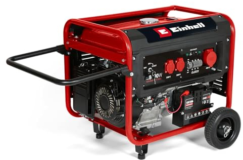 Einhell Generatore di corrente (benzina) TC-PG 8000 (potenza di picco 8.000W, potenza continua max. 7000 W, serbatoio 25 l, motore 4 tempi, 2 prese 230 V, 1 presa 400 V, sicurezza mancanza di olio)