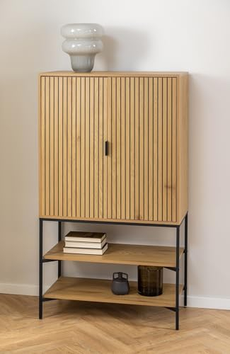 möbelando Mehrzweckschrank >Jaipur< in Wildeiche, MDF, Stahl - 80x140x40cm (BxHxT)