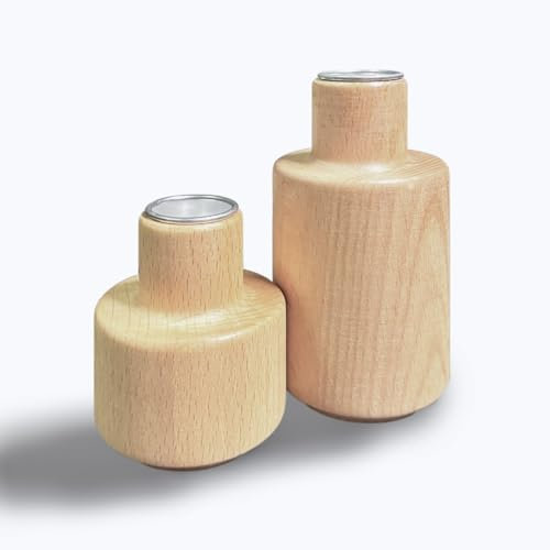 anaan Swell Portacandele in Legno per Candele a Stelo Set di 2 con Design Moderno Vaso Portacandele per candele lunghe Regalo di Natale