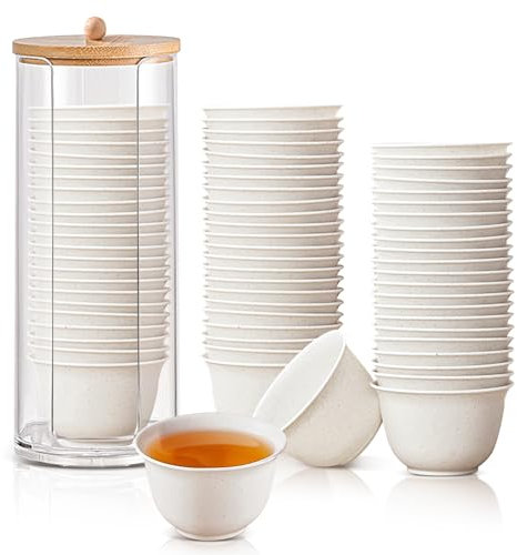 SJORHNUS 30 mini tazze da tè usa e getta con portabicchieri, 56,7 g, piccole tazze di plastica per caffè, acqua, tè, succhi di frutta, vino, tazze da caffè usa e getta