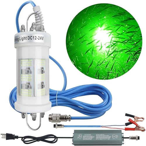 Underwater Fishing Light Super Bright 80W/160W 40000/80000 Lumens 12V/110V LED Submersible Fish Bait Finder Night Deep Drop Fishing Light for Snook Crappie Shrimp Squid Fish (160W, 20ft Wire)