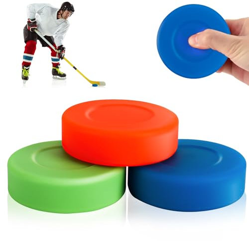 WDFCN 3 Stück Pucks Eishockey Gummi Bunt Hockey Puck 50g Ice Hockey Ball Set Outdoor Eishockey Geschenk für Übung und Klassisches Training Hockey Eishockey Schläger 7,2x0,2cm