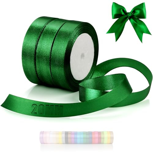 TXXATX 66m Schleifenband Dunkelgrün Satinband Deko 20mm Geschenkband Breit | Ribbon Band Dunkelgrün, für Hochzeit, Stoff Geschenk, Taufe, Geburtstag, Geschenkverpackung, Weihnachtstischdeko