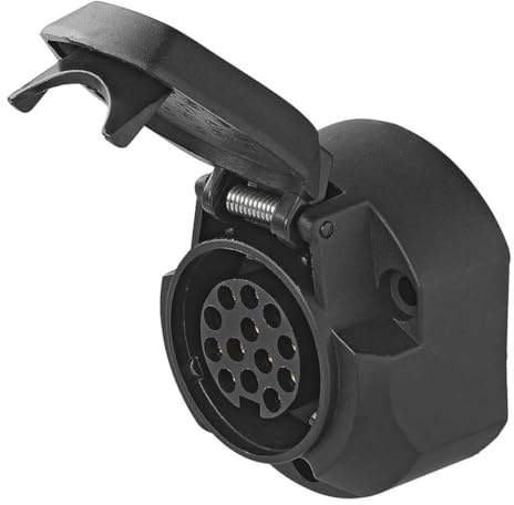 MULTIBROS Prise Remorque 13 Broches PVC - System Jaeger CEE | Connecteur attelage 13 pôles avec contact d'arrêt antibrouillard – couvercle de protection intégré