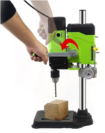 Perceuse a Colonne d Etabli, Perceuse D'établi, Perceuse De Table À Vitesse Variable, 6 Vitesses, Verte, Perceuse D'établi, Perceuses D'établi,pour le bricolage de bijoux en métal et bois(1050W)
