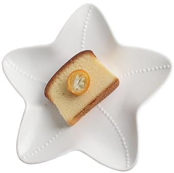 Matte Ocean Series Fish-Shaped Plate Restaurant Scallop Conch Special-Shaped Home Salad Flavored (Big Starfish,White)