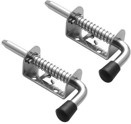 2 Pièces Verrous à Ressort, Loquet à Ressort, Loquet 128mm, Serrure à Ressort en Acier Inoxydable pour Porte de Garage, Jardin, Placard, Fenêtre, Tiroirs, Installation Facile, Argent