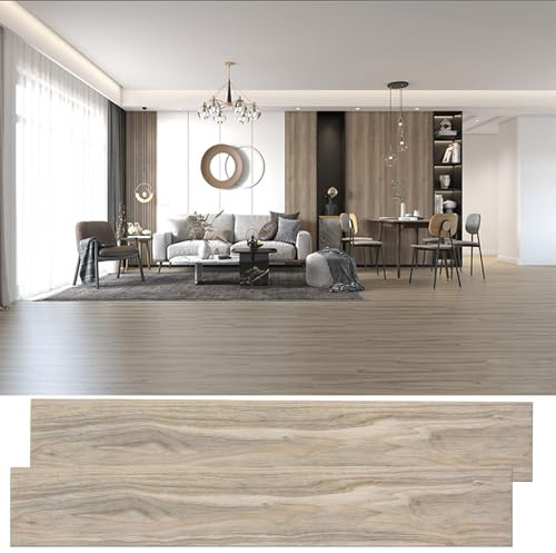 Plschckes PVC Bodenbelag Selbstklebend 36 Vinylboden 5.02m², Verschleißfest & Einfache Installation | Vinyl Boden Fliesen mit Holzoptik für Wohnzimmer, Küche, Büro (Holz Weiß)