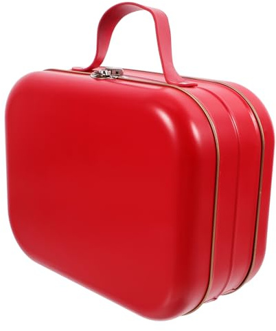 WEKAMOS Petite Boîte Valise En Fer-blanc Multifonction Avec Poignée Rouge 220x170x108mm Boîte De Rangement Bureau Organiseur Présent Usage Quotidien