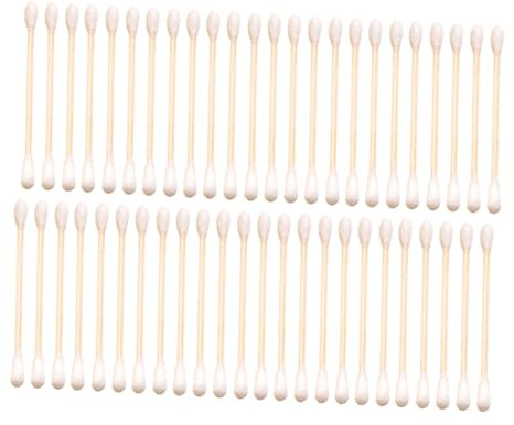 OUNONA Bastoncillos de Algodón Color Beige 300 para Material Algodón Doble Punta para Maquillaje y Limpieza Facial Uso en Casa y Viaje