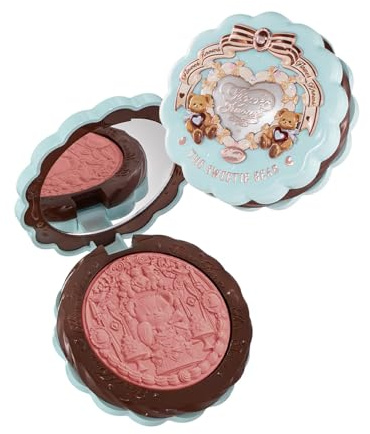 Fard in seta satinato della collezione Sweetie Bear, fard in polvere rosa pesca scintillante per guance Flower Know, trucco viso modulabile e sfumabile, morbido e a lunga tenuta (Bear Biscuit)